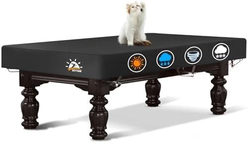 Zettum Pool Table Cover - Billiard Table Covers, 600D Waterproof Covers for Billiard Pool Table, Heavy Duty Scratched-Free UV Protection Snooker Furniture Table Cover - 8 Feet