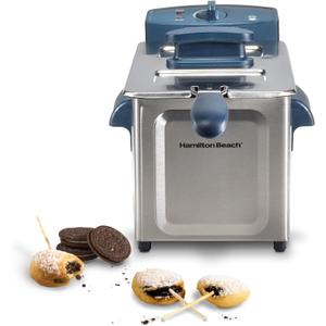 Hamilton Beach 2 Liter Family Style Electric Deep Fryer With Basket, Kitchen Makeover Blue, 2 Liter / 8 Cup Oil Capacity