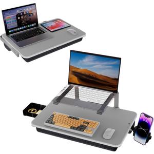 Large Lap Desk for Laptop with Phone Holder, Elevated Laptop Stand for Bed, FIts up to 17" Laptops & MacBook, Lightweight Lap Desks for Adults with Comfortable Cushion for Bed & Couch