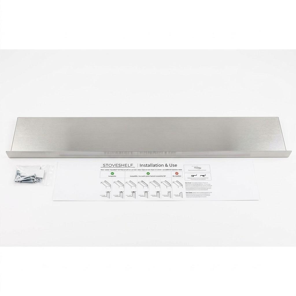 StoveShelf 30" Length Stainless Steel Finish Magnetic Shelf for Kitchen Stove - Kitchen Storage Solution with Zero Installation - Over Stove Spice Rack Organizer