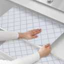 Drawer and Shelf Liner for Kitchen Cabinets, Non-Adhesive Strong Grip Cabinet Liners for Dressers, Durable Waterproof Anti Slip Cupboard Liner, White/Sliver, 12 in x 20 Feet
