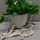 Mkono Fake Hanging Plant with Pot, Artificial Plants for Home Decor Indoor Macrame Plant Hanger with Fake Vines Greenery for Bedroom Bathroom Kitchen Office Decor, Ivory (Pothos)