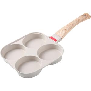 Egg Pan 4 Cup Nonstick Frying Omelette Pan No Lid Breakfast Skillet for Eggs Pancake White