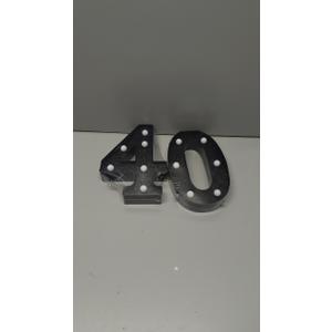 Pooqla Decorative Led Light Up Number Letters, Black Plastic Marquee Number Lights Sign for 40th Birthday Party Wedding Decor Battery Operated Black Number 40