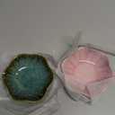 2Pcs Ceramic Jewelry Dish - Lotus Leaf Shape, for Ring Holder Necklace Small Key, Suitable for Mother Friend Sister, Gifts for Women, Cute Plate Trinket Tray, Home Decor (Crystal Green & Pink)