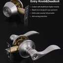 Keyed Alike Front Door Lever Lockset with Single Cylinder Deadbolt Combination Set, Exterior Door Knob with Lock and Deadbolt, Satin Nickel Finished Door Lock