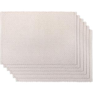 Urban VillaPlacemats for Dining Table 100% Cotton Placemats 14''x20'' Over Sized Tablemats Set of 6 Placemats Tone Tone Beige Tablemats for Family Dinners Wedding PartiesPlacemats