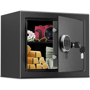 Safe,1.2Cubic Feet Safe Box,Anti-Theft Digital Security Lock Box with Electronic Keypad and Key, Fire Proof Safes for Home Documents Firearm Medicine Money,14.96"W x 11.81"D x 11.81"H