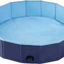 Collapsible Sand and Water Table for Toddler - Portable Baby Sensory Play Pit with Foldable Design, Summer Fun, Creative Play, Pet Bathing, Ball Pit Games and Small Sandbox - Easy to Store (Dark Blue)