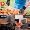 QUWIN BBQ Gloves, Oven Gloves, 1472 Extreme Heat Resistant,Grilling Gloves Silicone Non-Slip Oven Mitts, Kitchen Gloves for BBQ, Grilling, Cooking, Baking-1 Pair (Black, One Size Fits Most)
