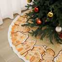 Motionchic 48 Inches Christmas Tree Skirt Gingerbread House Pattern Christmas Tree Mat Cookies Sugar Candy Ornaments Decorations for Holiday Party Decorations Indoor Outdoor