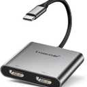 Lemorele USB C to Dual HDMI Adapter, Dual Monitor Adapter Converter Supports 4K@60Hz and Dual 4K@30Hz, for MacBook HP Dell Surface Thinkpad Type C Laptops, [macOS only Support SST Mode]