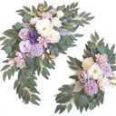 Faux Flower Swag Set of 2 for Wedding Welcome Signs Floral Swag Wedding Reception Ceremony Signs Decor (Purple)