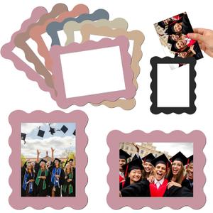 Kingdder 12 Pcs Boho Scalloped Magnetic Picture Frame for Refrigerator 5 x 7 Reusable Picture Frame Magnets Decorative Photo Holders for Fridge Home School Office Locker Decor