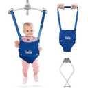 FUNLIO 2 in 1 Baby Door Jumper with Door Clamp, Baby Walking Harness for 6-24 Months, Infant Jumper Doorway with Strong Spring & Adjustable Strap, Easy to Assemble & Store - Blue
