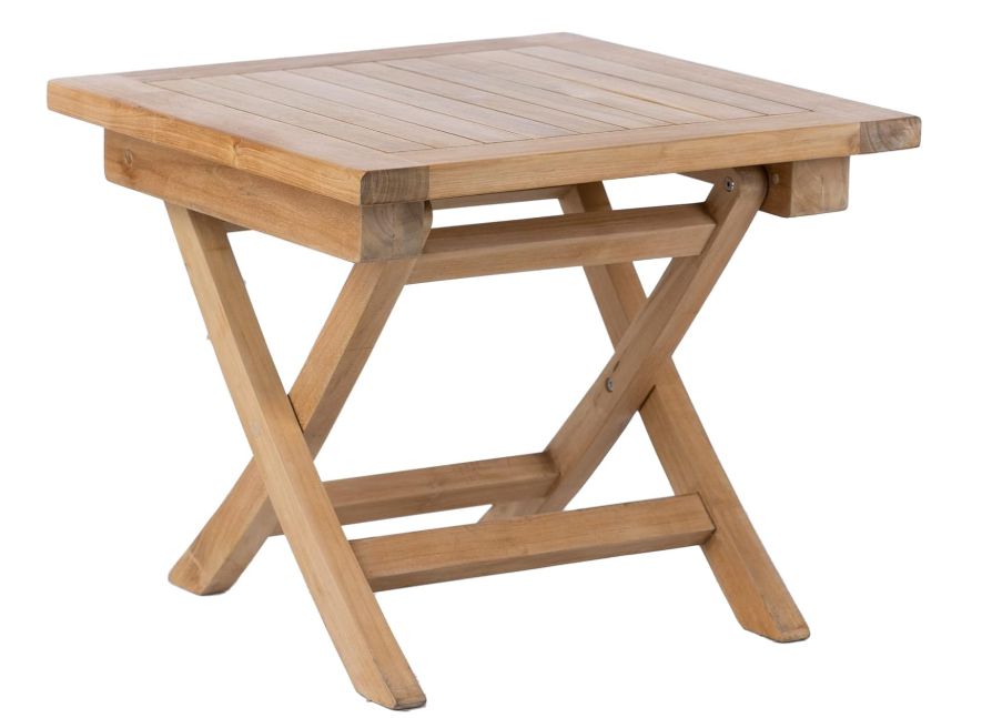 Teak Wood Folding 20”-Inch Outdoor Coffee Table - Perfect for Camping & Outdoor Entertaining - Ideal for Backyard, Front Porch, Balcony (Square)