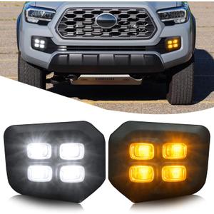 Daytime Running Lights Drl Fog Light for Toyota Tacoma 2016-2023 Tacoma Turn Signal Fog Lights Assembly (16-23Fog Led)