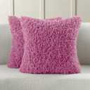 FUTEI Pack of 2 Decorative Throw Pillow Covers 20x20 Inch,Soft Fluffy Faux Wool Fur Boucle Textured Cushion Case,Modern Home Decor for Couch Bed Living Room Office,Hot Pink