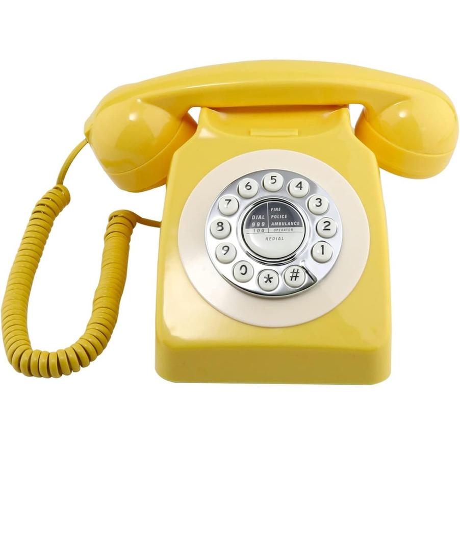 Sangyn Retro Landline Telephone Classic Vintage Corded Phone Old Fashioned Dial Button Desk Phone with Redial Function for Home Office