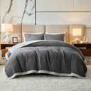 Luxury Flannel Fleece Sherpa Blankets Queen Size for Bed, Jacquard Boho 3-Layer Thick and Warm Blanket for Winter, Soft Cozy Fuzzy Plush Velvet Blanket with 2 Pillow Cases, Grey, 88x88 Inches