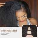 Afro Wig V Part Kinky Curly Wigs for Black Women, 180% Density Wear and Go Glueless Wig with Unique Bouncy Curls in the End, Synthetic No Leave out Clip in (Natural Black #2, 24 Inch)