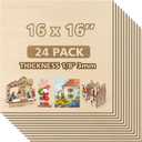 Adrattnay 24Ps Basswood Sheets 16 x 16 x 1/8- 3mm Plywood Sheets for Laser Cutting and Engraving, 1/8in Large Basswood Unfinished Laser Wood for Model Crafts and DIY Ornaments (24PACK)