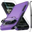 for Google Pixel 10 Pro XL Case with Wrist Lanyard Strap+Tempered Glass Screen Protector+Camera Lens Cover,Full Body Heavy Duty Rugged Shockproof Protective Phone Cover,Lavender