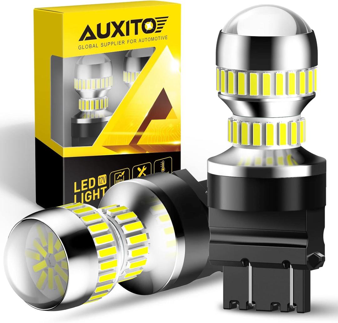 AUXITO 3157 LED Bulb White, Super Bright 3156 3056 3057 4157 3047 4057 3457 4114 LED Bulb for Backup Reverse Tail Brake DRL Signal Parking Lights, Pack of 2