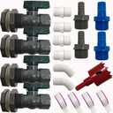 4 x 4 Pack rain barrel spigot kit, rainwater barrel diverter connector faucet kit - 3/4 inch water pipe repair kit for garden watering hose stop garden hose shut off valve rain barrel spigot kit