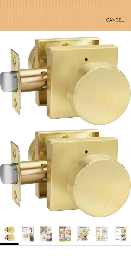 Goldenwarm Privacy Brass Door Knobs, Zinc-Alloy Heavy Duty Bedroom, Contemporary Gold Bathroom (2 Pack)