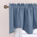NICETOWN Window Blackout Valances for Kitchen, Elegant Scalloped Curtain Valances Room Darkening Draperies Window Topper for Living Room/Thanksgiving, 52" x 18", Stone Blue, 2 Pieces