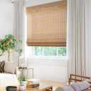 CHICOLOGY Bamboo Roman Shade, Cordless Light Filtering Woven Wood Window Treatment for Living Room, Dining Room, Kitchen & Office, Natural Bamboo Blinds for Boho Coastal Decor, Squirrel, 29"W x 64"H