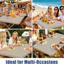 Moosfor Spandex 8 Foot Rectangle Table Cloth, Elastic Fitted Tablecloths for Picnic, Stretch Washable Patio Table Cover for Outdoor, Camping, Banquet and Parties (Taupe, 30"x96")