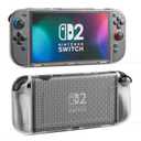 PAWDIARY Soft TPU Switch 2 Protective Case, Clear Cover Skin for Switch 2 2025 Console & Comfort Grip Switch 2 Controller Shell, Transparent Checkered Design New Switch 2025 Accessories