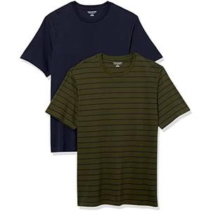 Amazon Essentials Men's Cotton Regular-Fit Short-Sleeve Crewneck T-Shirt, Pack of 2, Size M
