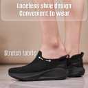 SHULOOK Non Slip Work Shoes for Women Slip Resistant Sneakers Mesh Slip On Food Service Shoes Chef Kitchen Restaurant Lightweight Comfortable Sock Shoes (Black)