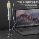 Ruciko Rechargeable 3-Speed Electric Milk Frother,Stainless Steel,Mini Handheld.Quick Type-C Charging for Lattes,Coffee,Egg Whipping & Hot Choc.With Double-Layer Frothing Head & Stand.(white)