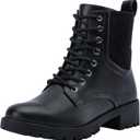 Vepose Women's 916 Ankle Boots, Combat Lace up Booties with Inside Zipper (8, Black)