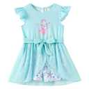 PATPAT Toddler Girl Romper Size 3T, Mint Green Princess Print Ruffle Shoulder Sleeveless Belted Romper Shorts with Mesh Cover Up, 3T Rompers for Toddler Girls