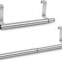 DS. DISTINCTIVE STYLE 2 Pack Kitchen Retractable Towel Holder Adjustable Over The Door Towel Rack Stainless Steel Kitchen Towel Hanger