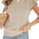 CiCiBird Women Short Sleeve Sweater Dressy Casual Summer Tops Crewneck Lightweight Clothes Beach Vacation Outfits Khaki S (Beige, S)