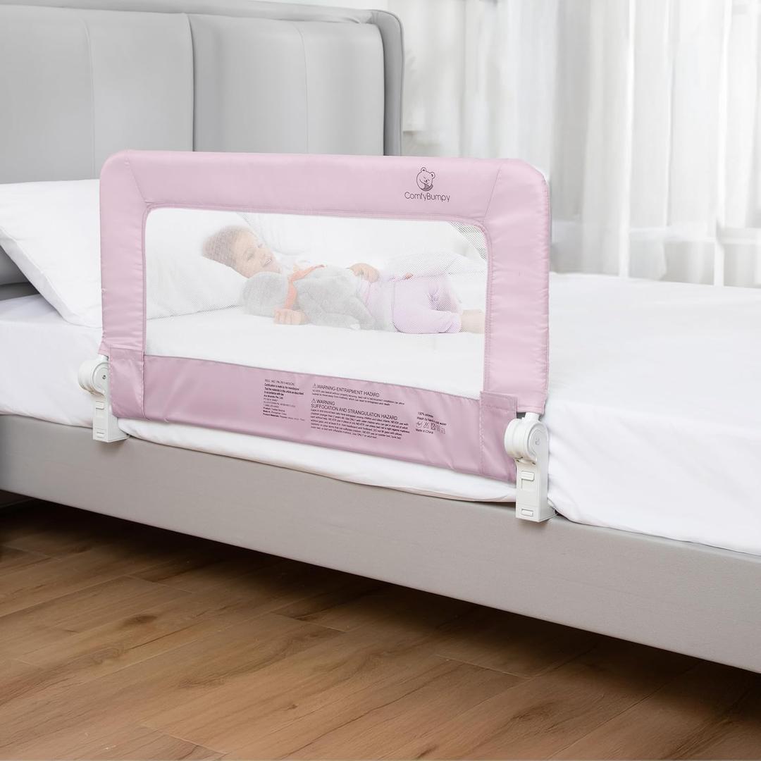 ComfyBumpy 1-Pack Bed Rail for Toddlers 35.5" L x 19.5" H | Toddler Bed Rails for Twin, Full & Toddler Bed Size | Swing Down Bed Rail Guard | Baby Bed Side Rail for Kids | Pink, 35.5 | Standard | 1-Pack