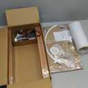 LEPOWER Wood Tripod Floor Lamp, Mid Century Standing Lamp, Modern Design Studying Light for Living Room, Bedroom, Study Room and Office, Flaxen Linen Shade with E26 Base Brown