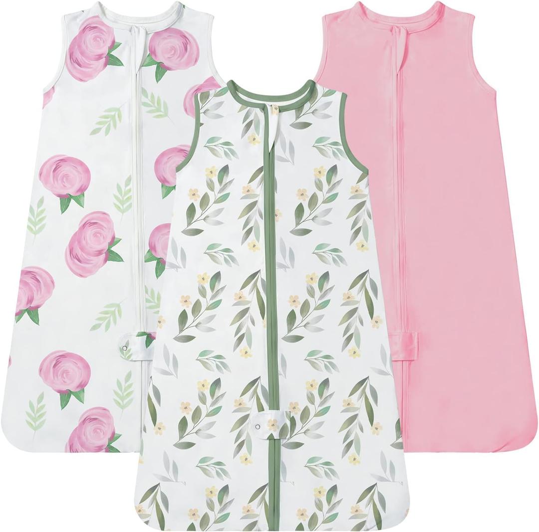 TotAha Sleep Sack 0-3 months 3 Pack, Buttery Soft Newborn, Infant Sleeping Bag for Girls, Light Baby Wearable Blanket, 0.5 TOG (0-3 Months, Sweet Pink)