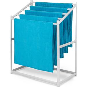 Coast Modern Pool Towel Rack  Choose Your Color - Outdoor & Indoor 5 Beach Towel PVC Drying Rack (White)