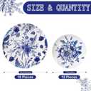 Kochorie 36 Pieces White & Blue Floral Disposable Plastic Plates, 10.25" and 7.5" Dinner and Dessert Plates Serving Dish Tray Heavy Duty Party Tableware Supplies for Weddings Birthdays