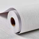 Haimin Grasscloth Textured Wallpaper 24in X 393in Fabric Contact Paper White Wall Paper Linen Peel and Stick Self-Adhesive Thick Vinyl Embossed Film Wallpaper (White)