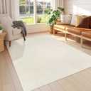 LEEVAN Washable Kitchen Rug 5' x 8', White Bathroom Rugs, Reversible Living Room Rug, Farmhouse Low Profile Bedroom Rugs, Modern Nursery Carpet for Foyer Laundry/Proch Decor