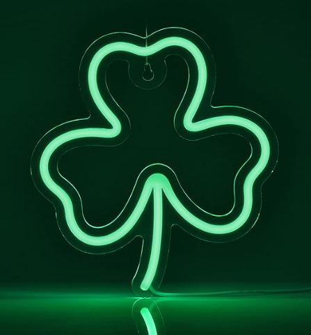 Neon Signs Clover St. Patrick's Day Shamrock Beer Bar Bedroom Art Neon Light LED Neon Lights Sign for Man Cave Home Office Hotel Pub Cafe Room Wall Decor set of 2