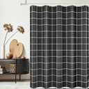 Tititex Net Black Grid Plaid Minimalist Shower Curtain, White Line Simple Modern Shower Curtain Sets Decoration 71x71 Inch with Hooks